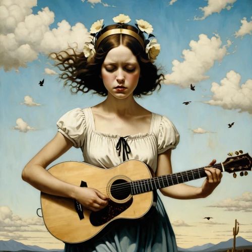 heatherley,etam,troubadour,troubador,young girl,little girl in wind,mystical portrait of a girl,woman playing,siggeir,troubadours,folksinger,hoshihananomia,girl with bread-and-butter,lacombe,young woman,difranco,serenade,chansonnier,musician,folksong,Illustration,Realistic Fantasy,Realistic Fantasy 09
