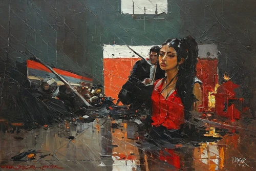 kordic,elektra,trofimov,the girl at the station,girl with gun,girl with a gun,vettriano,girl making selfie,oil painting on canvas,woman holding gun,oil painting,rahimov,oil on canvas,girl at the computer,jasinski,woman at cafe,follieri,smoking girl,woman in the car,girl with a wheel,Conceptual Art,Fantasy,Fantasy 15