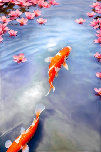 koi,koi carps,koi fish,koi pond,pond flower,flower water,fish in water,snapfish,water flowers,itsukushima,water flower,goldfish,red fish,corail,water lotus,orange petals,semiaquatic,kyoto,lily water,photo art,Conceptual Art,Oil color,Oil Color 05