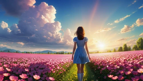 field of flowers,blooming field,flower field,flower background,spring background,aerith,springtime background,sea of flowers,cosmos field,flowers field,splendor of flowers,spring morning,girl in flowers,landscape background,nature background,blanket of flowers,flower meadow,walking in a spring,japanese sakura background,tulip field,Photography,General,Realistic