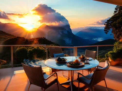 pitons,piton,outdoor dining,outdoor table and chairs,mountain sunrise,uluwatu,ladera,moorea,beautiful home,breakfast table,terrasse,roof terrace,breakfast room,soufriere,roof landscape,house in mountains,home landscape,terrasson,windows wallpaper,terrazza,Photography,General,Realistic