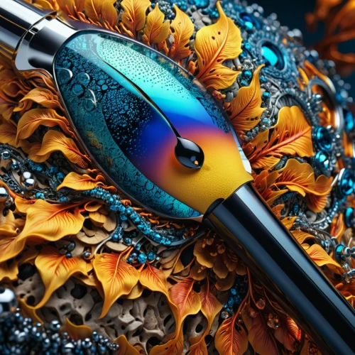feather pen,beautiful pencil,peacock eye,pelikan,sunflower coloring,fish pen,visconti,pen,cosmetic brush,blue peacock,artist brush,autumn background,vibrant color,macro car photography,colorful floral,tsuge,eye butterfly,bic,ballpen,ulysses butterfly,Photography,General,Realistic