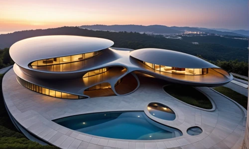 futuristic architecture,modern architecture,dunes house,futuristic art museum,dreamhouse,luxury property,roof domes,infinity swimming pool,futuristic landscape,snohetta,modern house,arhitecture,roof landscape,prefab,architecture,archidaily,architecturally,architettura,luxury home,holiday villa,Photography,General,Realistic