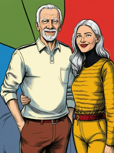 excelsiors,karpal,stanlee,pixton,supercouple,supercouples,elderly couple,old couple,color halftone effect,storycorps,grandparents,pareja,excelsior,coloring for adults,senderens,stan lee,gruenwald,rajavi,casados,ocalan,Illustration,American Style,American Style 13