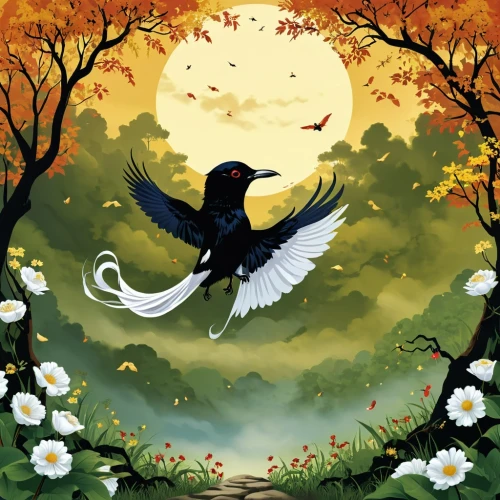 flower and bird illustration,magpie,floral and bird frame,karasu,autumn background,bird painting,bird illustration,autumn icon,black bird,magpies,dove of peace,fukawa,arabic background,deathbird,mourning swan,blackbird,bird flower,ravenpaw,halloween background,arryn