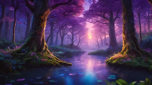 purple landscape,fantasy landscape,fairy forest,enchanted forest,fantasy picture,fairytale forest,elven forest,forest of dreams,fairy world,purple wallpaper,fairyland,forest landscape,swamps,fantasy art,nature wallpaper,forest glade,nature background,dreamscape,mystical,elfland,Photography,General,Commercial