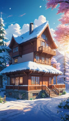 winter house,winter background,snow roof,house in the mountains,house in mountains,snow scene,christmas snowy background,snowy landscape,chalet,snow landscape,snow house,winter landscape,the cabin in the mountains,christmas landscape,wooden house,butka,christmas wallpaper,dreamhouse,winter dream,beautiful home,Illustration,Japanese style,Japanese Style 03