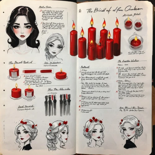 journal page,recipe book,book page,profile sheet,red pen,cosmetics,sewing pattern girls,women's cosmetics,heart cherries,journal,kewpie doll,guide book,sketchbook,cosmetics packaging,perfumers,perfumer,creating perfume,aesthetician,vintage makeup,artbook,Unique,Design,Character Design