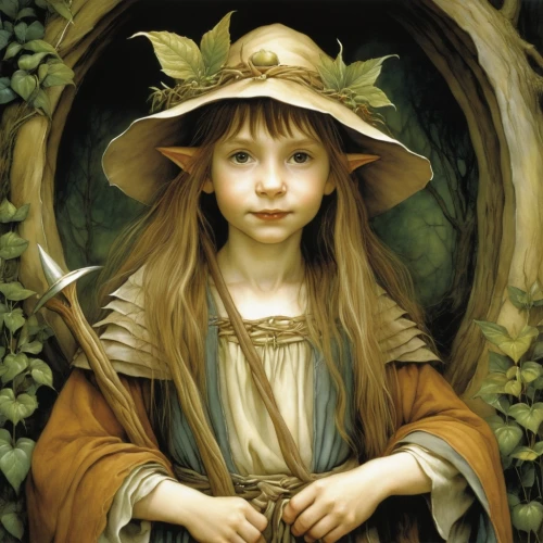 faerie,schierstein,radagast,faery,fairie,mystical portrait of a girl,ostara,elenore,dryad,schierholtz,fantasy portrait,schierke,beltane,girl in the garden,girl wearing hat,galadriel,druidry,little girl fairy,serafina,finrod,Illustration,Realistic Fantasy,Realistic Fantasy 14