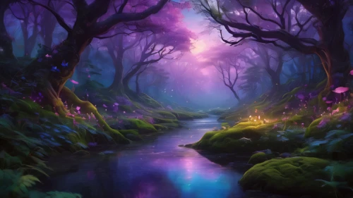 fairy forest,elven forest,enchanted forest,fantasy landscape,fairytale forest,fantasy picture,fairy world,purple landscape,forest of dreams,fairyland,fairy village,elfland,haunted forest,fantasy art,forest glade,the mystical path,faery,fairy galaxy,forest landscape,wonderland,Photography,General,Natural