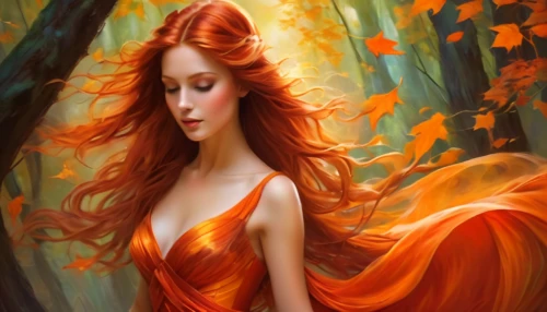 seelie,dryad,rousse,persephone,faerie,redheads,faery,naiad,fireheart,orihime,dryads,arancio,fairie,fantasy art,maenads,orange scent,red head,flame spirit,firestar,fairest