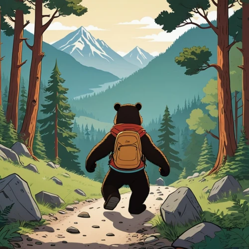 nita,bear guardian,backpacking,bearman,hiker,perleberg,bearlike,backpack,backpacked,mountain hiking,bear,rucksack,rucksacks,sasquatch,beorn,bearmanor,hiking,bigfoot,adventure,little bear,Illustration,Children,Children 02