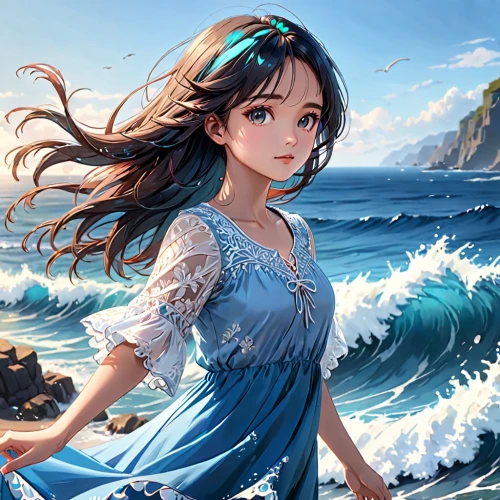 ocean background,mermaid background,ocean,beach background,the sea maid,ocean blue,blue sea,at sea,sea ocean,hoshihananomia,by the sea,oceanica,sea water,ocean waves,katara,the sea,amphitrite,little girl in wind,the wind from the sea,sea water splash,Anime,Anime,General