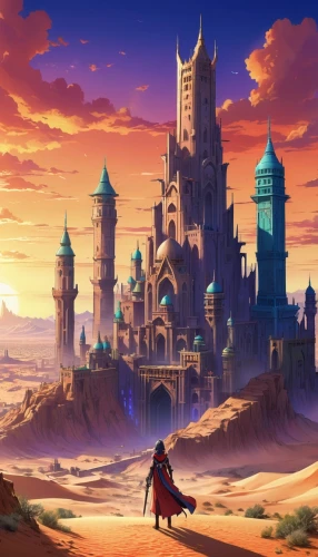 castlevania,agrabah,fantasy city,knight's castle,violet evergarden,ancient city,fantasy world,arenanet,seregil,symphonia,new castle,kingdoms,castle of the corvin,heroica,fantasy landscape,castlelike,citadels,fantasia,hamelin,phantasia,Illustration,Japanese style,Japanese Style 03