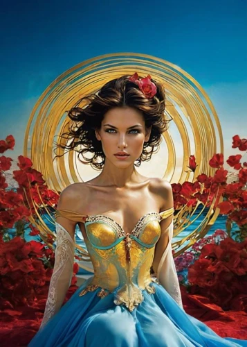 crystal ball-photography,fantasy art,fantasy picture,fantasy woman,vanderhorst,photoshop manipulation,flamenca,3d fantasy,bodypainting,evgenia,beautiful girl with flowers,flower fairy,photomontages,ceramide,water rose,rosa 'the fairy,image manipulation,world digital painting,cinderella,blue rose