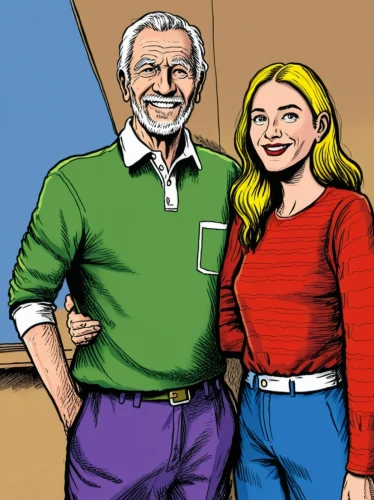 excelsiors,senderens,stanlee,excelsior,stan lee,namorita,supercouple,kamandi,old couple,color 1,buffyverse,supercouples,pixton,father and daughter,gruenwald,storycorps,grandparents,pareja,two people,coloring for adults,Illustration,American Style,American Style 13