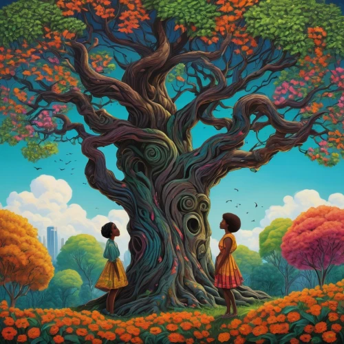 colorful tree of life,baobabs,tree of life,flourishing tree,bodhi tree,baobab,family tree,the branches of the tree,magic tree,fruit tree,tangerine tree,the roots of trees,tree grove,children's background,rosewood tree,oak tree,celtic tree,painted tree,afrocentrism,chipko,Conceptual Art,Daily,Daily 23