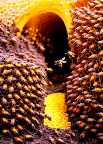 manhole,trypophobia,ferrofluid,sandworm,mandelbulb,sandworms,honeycomb structure,anthill,manholes,culvert,charcoal kiln,sarlacc,wall tunnel,bee colony,stored sunflower,bee hive,pilgrim shell,bee house,holes,ant hill,Illustration,Realistic Fantasy,Realistic Fantasy 45