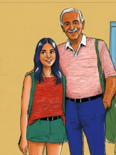 hiaasen,generaciones,abuelo,perincek,amlo,gulen,munsch,parviz,paraguayans,zamka,obrador,familias,storycorps,maumoon,cartoon people,elderly couple,grandparents,venezolanos,colored pencil background,sarabhai,Illustration,American Style,American Style 13