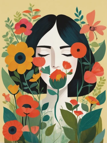 girl in flowers,flower illustrative,flower and bird illustration,flower illustration,flowerbox,summer flowers,blanket of flowers,flower drawing,flowerbed,rose flower illustration,retro flowers,floral doodles,flower wall en,flower nectar,flower bed,picking flowers,fall flowers,autumn flowers,cartoon flowers,girl in a wreath,Illustration,Vector,Vector 08