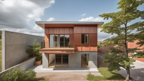 passivhaus,3d rendering,sketchup,revit,modern house,wooden house,vivienda,cubic house,cohousing,wooden facade,render,cantilevers,weatherboarding,homebuilding,timber house,two story house,duplexes,house drawing,folding roof,core renovation,Photography,General,Realistic