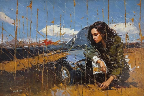 girl and car,woman in the car,trofimov,girl with a wheel,girl in car,donsky,girl washes the car,oil painting,dmitriev,jasinski,oil painting on canvas,nestruev,the girl at the station,painting technique,oil on canvas,follieri,woman sitting,girl on the river,girl with gun,rahimov,Conceptual Art,Fantasy,Fantasy 15