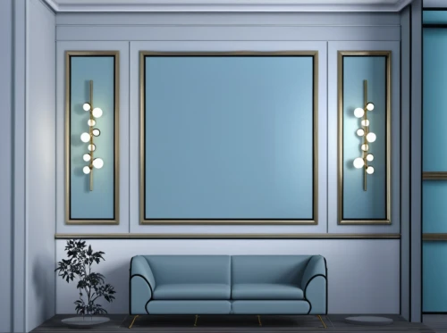 art deco background,blue room,blue lamp,window curtain,art deco frame,metallic door,modern decor,frosted glass,therapy room,art deco,hallway space,windowblinds,window blinds,contemporary decor,deco,cartoon video game background,modern room,interior decoration,glass window,blue doors,Photography,General,Realistic