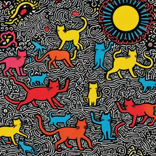 keith haring,cat vector,paisley digital background,bandana background,color dogs,cat line art,doodle cat,cat doodles,animal stickers,animal line art,pop art background,haring,rain cats and dogs,memphis pattern,molas,gatos,cat drawings,morrisseau,cats,pussycats,Photography,General,Realistic