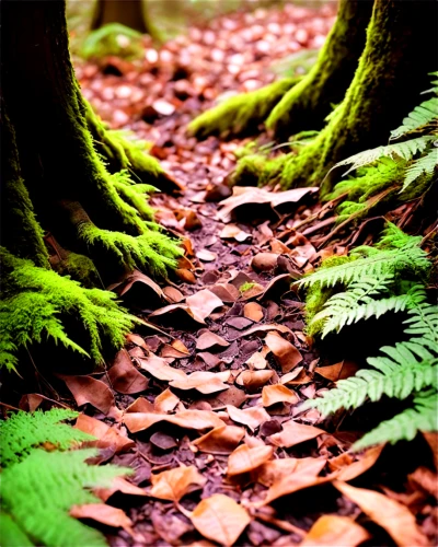 forest floor,forest path,forest moss,moss landscape,understory,beech leaves,chestnut forest,forest walk,deciduous forest,ferns,hiking path,wooden path,gunnera,green forest,pathways,pathway,beech forest,mossy,moss,forests,Illustration,American Style,American Style 09