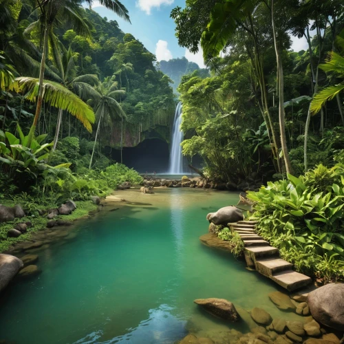 green waterfall,tropical forest,tropical jungle,waterfalls,tropical island,brown waterfall,tropical greens,rainforests,hawaii,waterfall,rain forest,nature wallpaper,water fall,water falls,rainforest,nectan,samoa,guyane,phillippines,tropics,Photography,General,Realistic