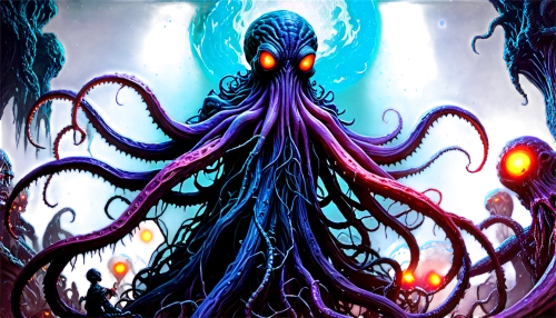 illithid,azathoth,nyarlathotep,nekron,cthulhu,lovecraftian,eldritch,carcosa,zoth,illithids,octopus,prospal,lovecraft,squid game card,ood,octoechos,kadath,hastur,tentacular,tentaculata,Illustration,Realistic Fantasy,Realistic Fantasy 47