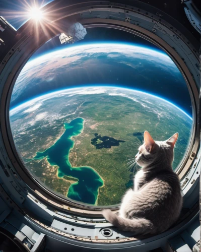worldcat,cat european,planet earth view,earthward,space tourism,cat image,orbiting,planet earth,microgravity,little planet,katzen,space travel,supercat,iss,globetrotting,kittinger,window to the world,colonise,gatab,worldview,Photography,General,Realistic