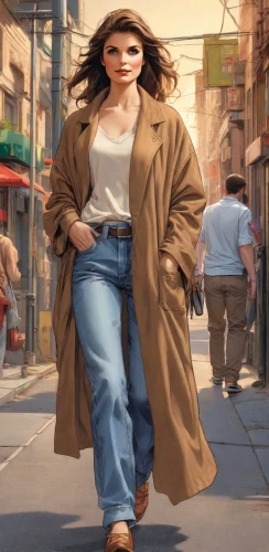 woman walking,girl walking away,a pedestrian,shopgirl,trenchcoat,pedestrian,shenmue,woman in menswear,mcquarrie,scummvm,giantess,mcquary,woman shopping,fashionable girl,women clothes,street fashion,women fashion,shadman,khnopff,fashion girl,Digital Art,Comic