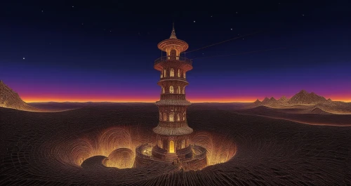 flaming mountains,kerman,minarets,desert background,arabic background,ramadan background,agrabah,khandaq,desert landscape,desert desert landscape,morrowind,asheron,libyan desert,maghreb,islamic lamps,gallifrey,minaret,capture desert,semidesert,tatooine,Illustration,Realistic Fantasy,Realistic Fantasy 33