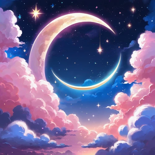 moon and star background,stars and moon,crescent moon,moon and star,night sky,moons,the moon and the stars,hanging moon,nightsky,moonlit night,moon night,starry sky,moonlight,the night sky,crescent,colorful stars,moonshining,starlight,moonbeams,moonlit,Illustration,Realistic Fantasy,Realistic Fantasy 01