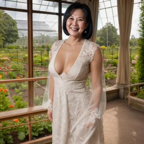 asian woman,phuong,quyen,wedding dress,huyen,mother of the bride,vietnamese woman,lihui,bridal dress,zilin,su yan,thuy,huynh,trinh,xiaohong,tomiko,jihui,wedding gown,bridal,bridal gown,Lace Dress,Indoor,Botanical Garden