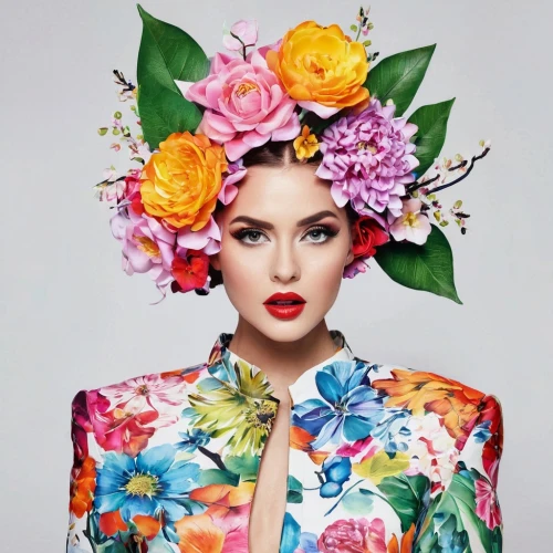 colorful floral,beautiful girl with flowers,vintage floral,mesquida,floral,flower hat,flowered,girl in flowers,rankin,flowery,kahlo,flower wall en,exotic flower,jingna,frida kahlo,editorials,floral design,flowers png,flowerhead,floral wreath,Photography,Fashion Photography,Fashion Photography 26