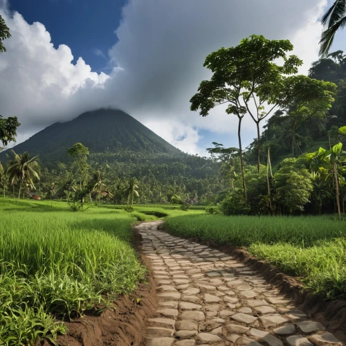 arenal volcano,hiking path,rice terrace,landscape background,mountain landscape,mountainous landscape,rice fields,the rice field,the mystical path,rice field,background view nature,east java,natural scenery,pathway,beautiful landscape,nature wallpaper,nature background,philippines scenery,nature landscape,rice paddies,Photography,General,Realistic