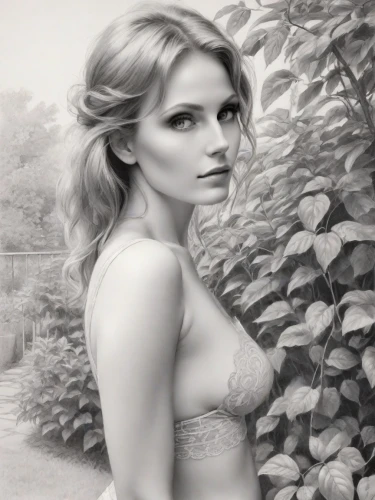 female model,margairaz,ginta,mirifica,behenna,digital painting,fantasy portrait,pencil drawing,janna,girl in the garden,clytie,veruschka,kurkova,sepia,kristalina,world digital painting,pencil drawings,kumudini,fae,fraulein,Digital Art,Pencil Sketch