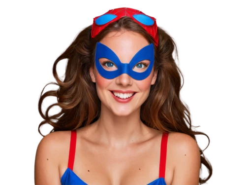 party mask,venetian mask,superheroine,super heroine,blue demon,arancha,monicagate,superhero background,wonderwoman,image editing,fantasy woman,aranha,masquerade,aranesp,tessmacher,halloween masks,pin-up girl,retro woman,superhero,red and blue,Illustration,Retro,Retro 10