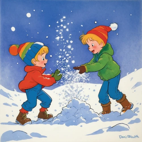 snow scene,snow drawing,ice skating,snowshoers,uderzo,winter sports,franquin,snowville,snowballs,snowboarders,christmas messenger,schroeder,carol singers,snowball,snowfall,patineurs,caroling,children playing,snowsuits,shoveling,Illustration,Children,Children 01