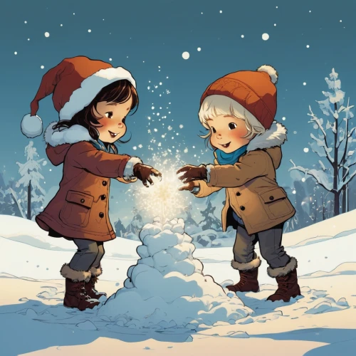 christmas snowy background,carol singers,caroling,merrymakers,carolers,christmas wallpaper,christmas messenger,christmas scene,winter background,snow scene,snowflake background,christmas icons,santa and girl,christmas motif,christmas background,christmas snow,hold hands,christmasbackground,cute cartoon image,christmas angels,Illustration,Children,Children 04