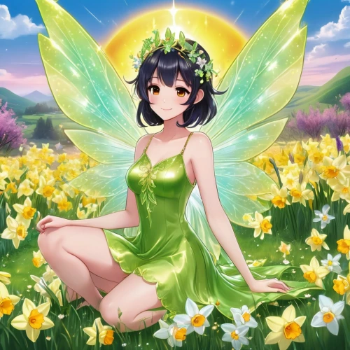 spring background,spring leaf background,flower fairy,springtime background,easter background,easter banner,butterfly background,garden fairy,anjo,ranka,flower background,fairy,aurora butterfly,ostara,butterfly green,angel girl,easter theme,japanese sakura background,himawari,daffodils,Illustration,Japanese style,Japanese Style 03