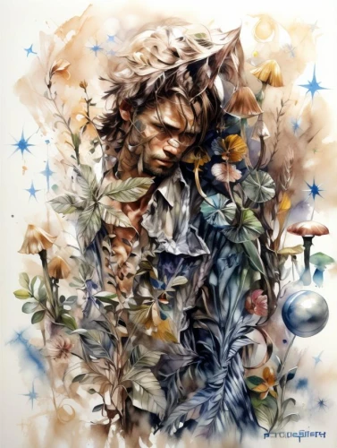 girl in a wreath,wreath of flowers,watercolor wreath,watercolour flowers,gavroche,watercolor flowers,watercolour frame,watercolour paint,aquarelle,floral wreath,diterlizzi,watercolour flower,watercolor painting,watercolor,watercolor frame,watercolor flower,watercolour,watercolor roses and basket,watercolor floral background,golden wreath