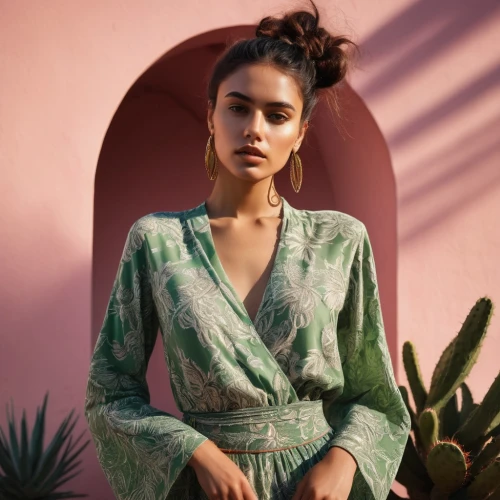 kahlo,rosa bonita,frida kahlo,cacti,caftans,nopal,tropical greens,botanical print,desert rose,kaftans,paloma,mexican,palmilla,palm leaves,cactus,mexicana,solange,margarita,tropicalia,green dress,Photography,Fashion Photography,Fashion Photography 07