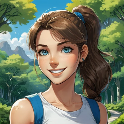 katara,portrait background,forest background,android game,game illustration,arrietty,golf course background,natural cosmetic,aerith,aeris,female runner,inara,gametap,isabela,springtime background,custom portrait,life stage icon,girl with tree,landscape background,girl portrait,Illustration,American Style,American Style 13