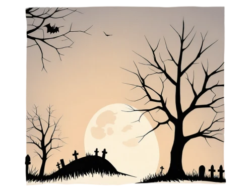 halloween silhouettes,halloween bare trees,halloween background,halloween frame,halloween illustration,halloween border,halloween poster,halloween vector character,halloween scene,hanging moon,moon and star background,samhain,halloween ghosts,silhouette art,halloween owls,halloween wallpaper,birch tree illustration,halloween line art,moonlit night,retro halloween,Conceptual Art,Oil color,Oil Color 05