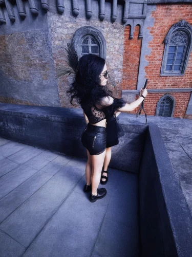 photo shoot with edit,on the roof,twirling,woman playing violin,rooftop,a girl with a camera,girl with gun,leigh,playing the violin,roof top,girl with a gun,woman holding gun,rooftops,gothicus,photo session in bodysuit,girl in a historic way,photo shoot,gothic woman,violin woman,fashion shoot,Illustration,Abstract Fantasy,Abstract Fantasy 14