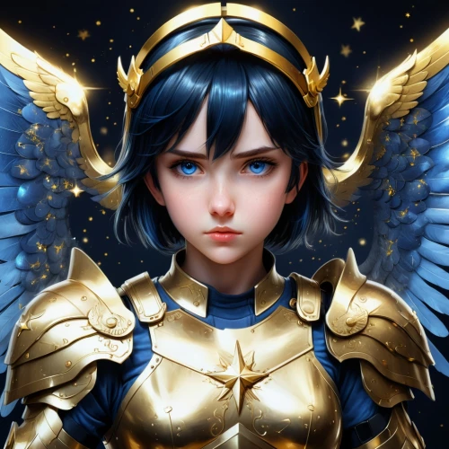 archangel,valkyrie,the archangel,bellona,seiya,seraphim,dark blue and gold,baroque angel,seraph,sekaric,goddess of justice,satsuki,angel,winged heart,eiko,shimei,albedo,angels of the apocalypse,cherubim,golden heart,Conceptual Art,Fantasy,Fantasy 01