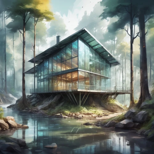 house in the forest,forest house,house with lake,house in mountains,house in the mountains,house by the water,the cabin in the mountains,wooden house,treehouses,tree house,tree house hotel,treehouse,teahouse,log home,stilt house,dreamhouse,cubic house,small cabin,log cabin,timber house,Conceptual Art,Fantasy,Fantasy 01